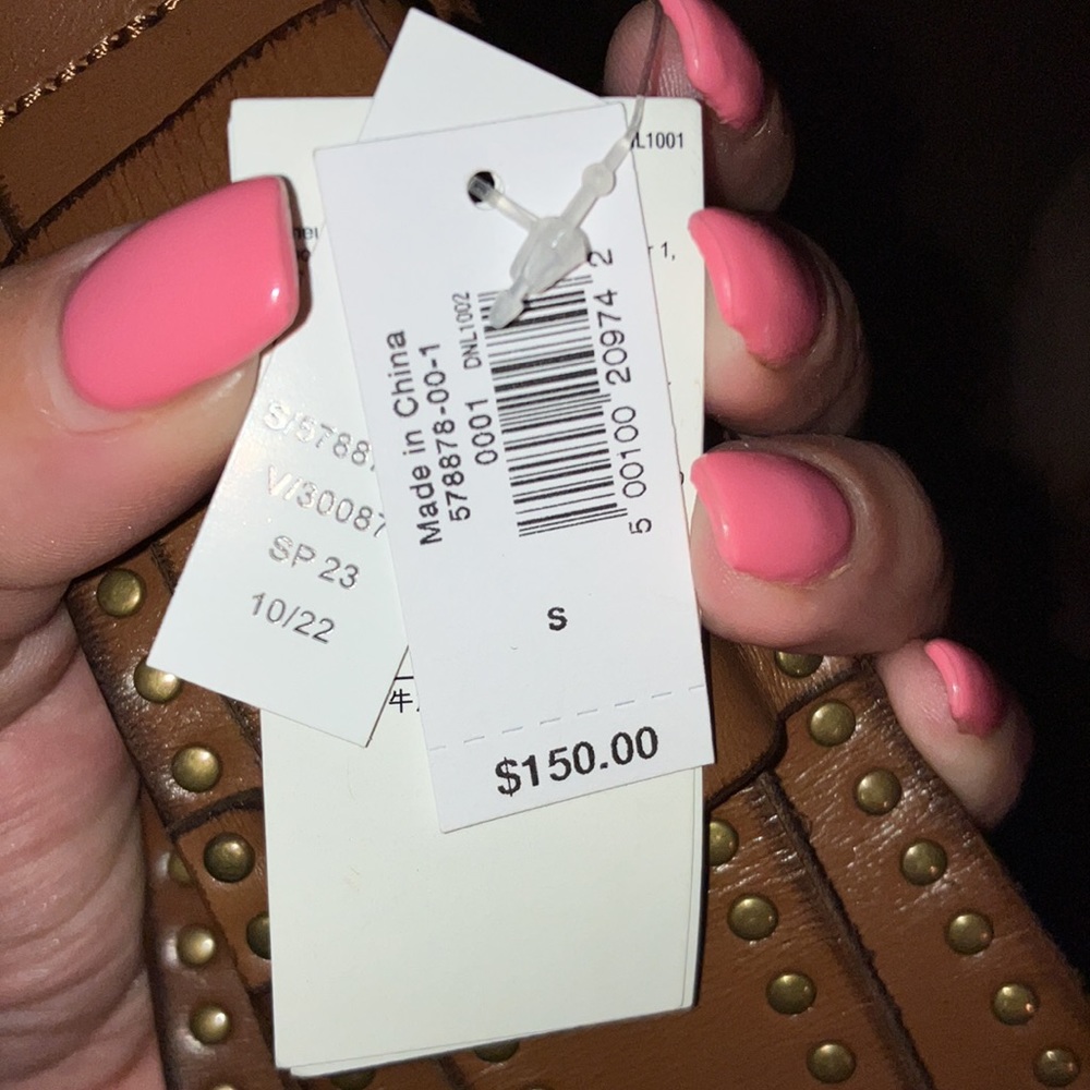 NWT BANANA REPUBLIC VALLE STUDDED LEATHER BELT IN COGNAC - Picture 6 of 6